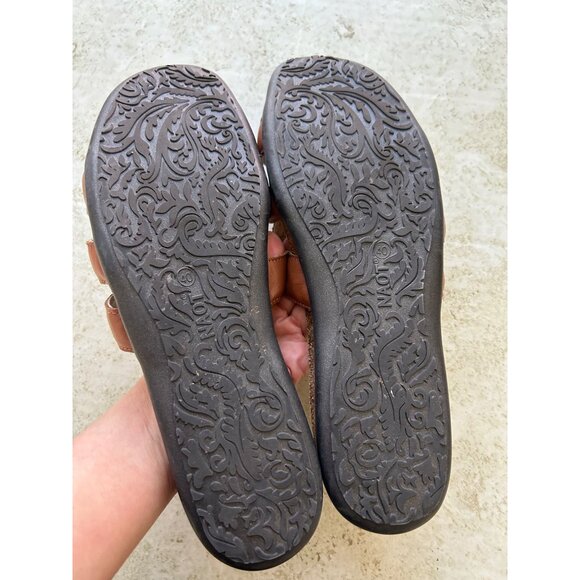 Naot Womens Sz 40 Leather Sandals Brown Slide Comfort Footbed - Picture 8 of 9